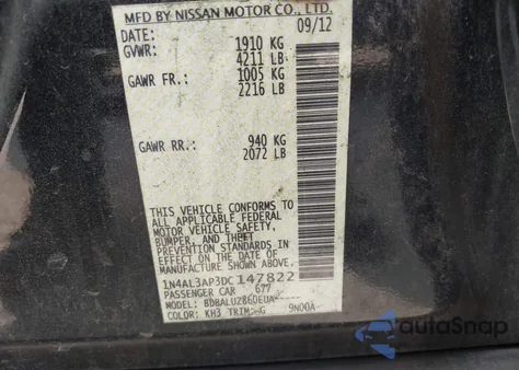 2013 Nissan Altima 2.5 Sv from USA, damaged, VIN 1N4AL3AP3DC147822